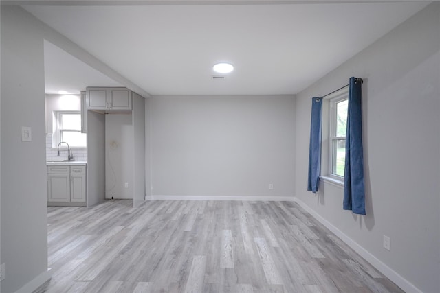 5915 Valkeith Dr, Houston, TX 77096 - unfurnished living room with a sink, light wood-style floors, and baseboards