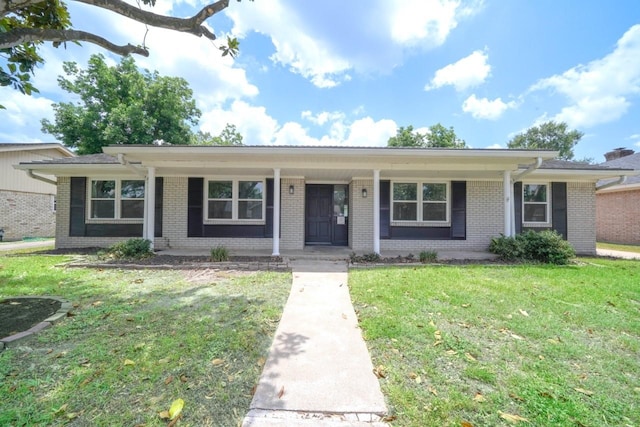 5915 Valkeith Dr, Houston, TX 77096 - ranch-style home with brick siding, covered porch, and a front lawn