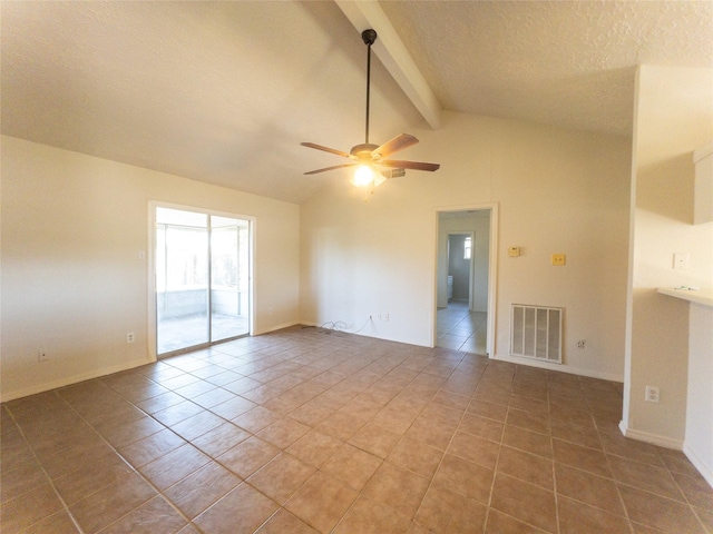 2907 Helmsley Dr, Pearland, TX 77584 - tiled empty room with a ceiling fan, a textured ceiling, and baseboards