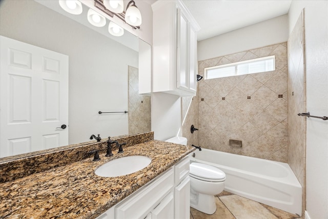 21 Fleming, Hitchcock, TX 77563 - bathroom with vanity, toilet, bathtub / shower combination, and tile patterned flooring