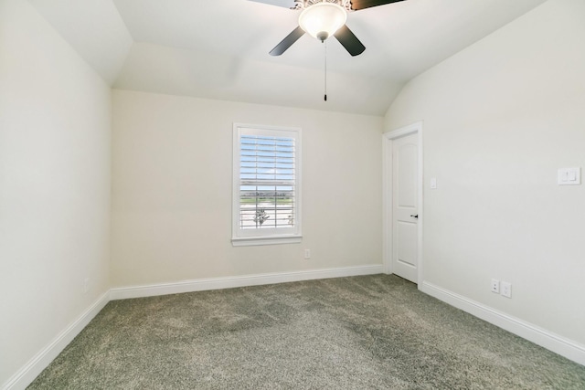 15411 Patten Forest Dr, Cypress, TX 77429 - carpeted spare room featuring vaulted ceiling, ceiling fan, and baseboards