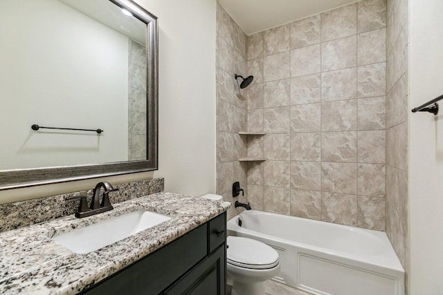 15411 Patten Forest Dr, Cypress, TX 77429 - bathroom with toilet, vanity, and shower / bathtub combination