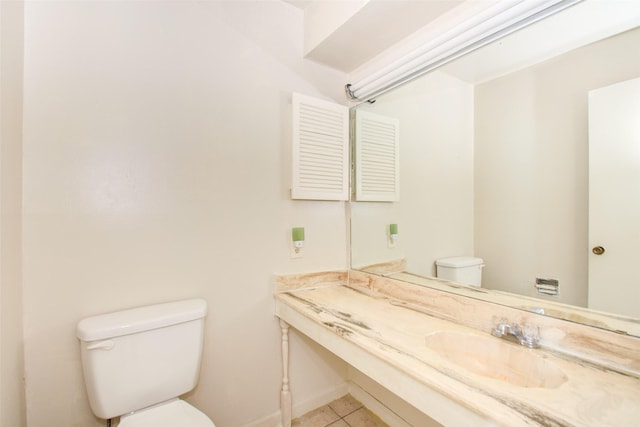4124 Belle Park Dr, Houston, TX 77072 - half bathroom featuring toilet, tile patterned flooring, and vanity