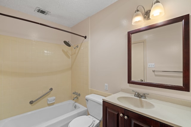 10320 Hammerly Blvd Unit 171, Houston, TX 77043 - bathroom with toilet, shower / washtub combination, vanity, and a textured ceiling