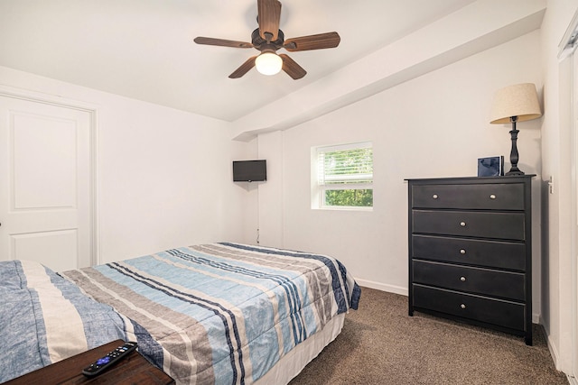 2778 Fm 2610th Rd, Cleveland, TX 77327 - bedroom with carpet floors, lofted ceiling, baseboards, and a ceiling fan