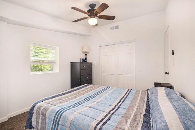 2778 Fm 2610th Rd, Cleveland, TX 77327 - bedroom featuring carpet, baseboards, a closet, and a ceiling fan