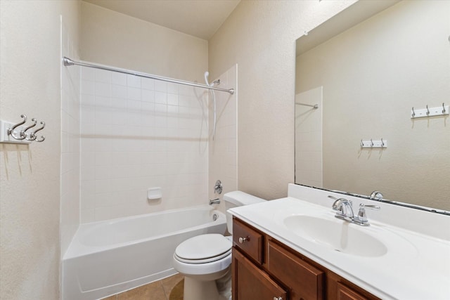 107 N Greenprint Cir, Tomball, TX 77375 - full bath with toilet, vanity, bathtub / shower combination, and tile patterned flooring