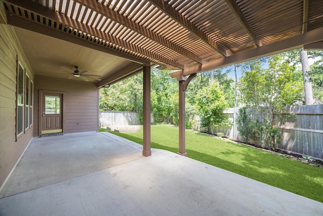 107 N Greenprint Cir, Tomball, TX 77375 - view of patio with ceiling fan and a pergola