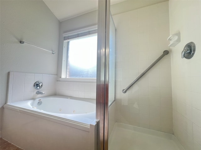 10208 Forest Spring Ln, Pearland, TX 77584 - bathroom featuring a shower stall and a tub with jets