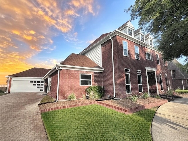 7210 Blenheim Palace Ln, Houston, TX 77095 - view of front facade featuring brick siding, a front lawn, and concrete driveway