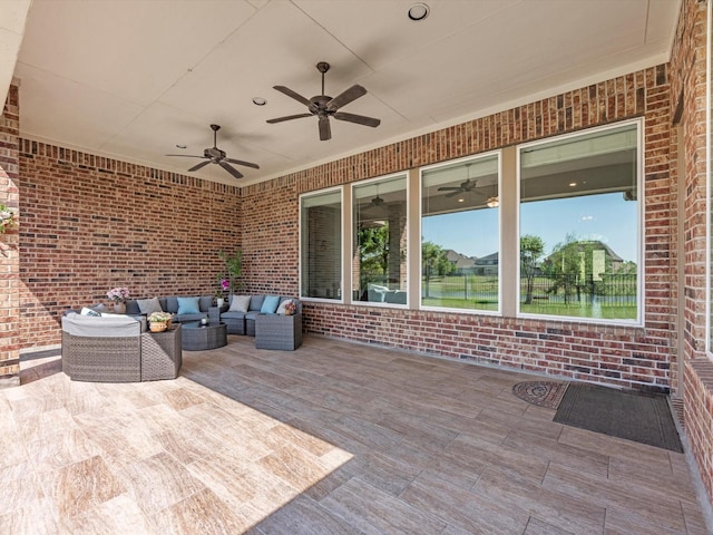 16819 Himley Dr, Cypress, TX 77433 - view of patio featuring an outdoor hangout area and a ceiling fan