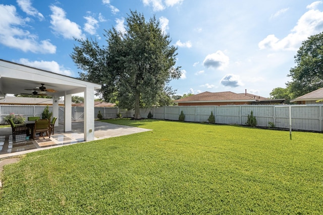 2701 Oaks Dr, Pasadena, TX 77502 - view of yard with ceiling fan and a patio