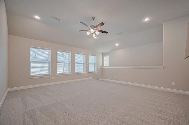 17414 Orchid Falls Ln, Conroe, TX 77302 - unfurnished room with ceiling fan, plenty of natural light, baseboards, light colored carpet, and recessed lighting