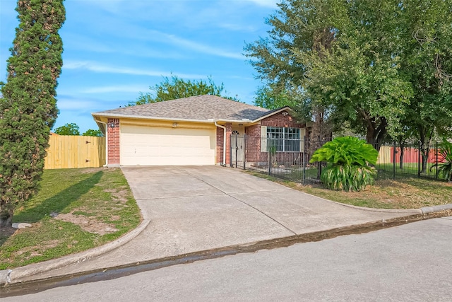 10111 Woodico Ct, Houston, TX 77038 - ranch-style house featuring brick siding, a garage, concrete driveway, and a shingled roof