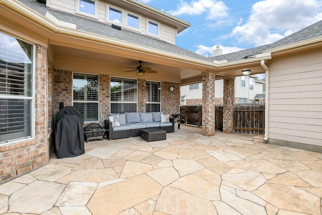 8423 Glenn Leigh Dr NE, Spring, TX 77379 - view of patio featuring a ceiling fan and an outdoor hangout area