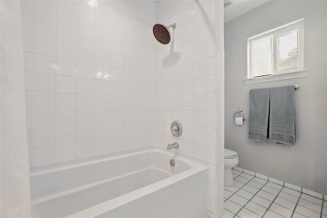 1118 Hammock St, Houston, TX 77009 - bathroom featuring toilet, shower / tub combination, and tile patterned flooring