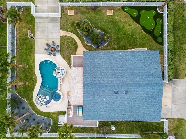 3931 Fort Bend Dr, Galveston, TX 77554 - drone / aerial view of a pool