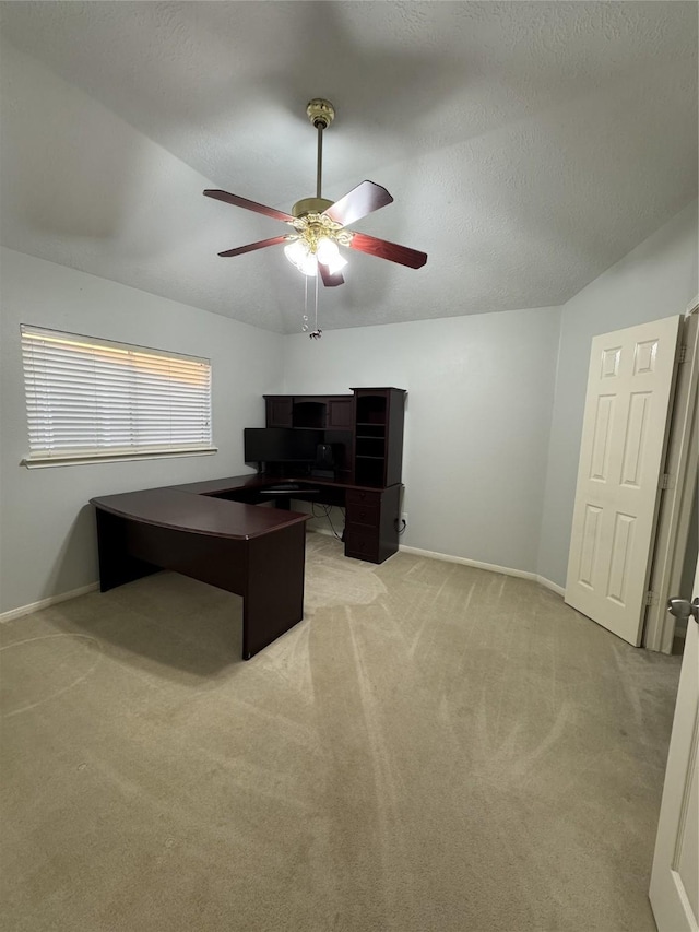 2406 Meadow Tree Ln, Spring, TX 77388 - office featuring a ceiling fan, carpet, and baseboards