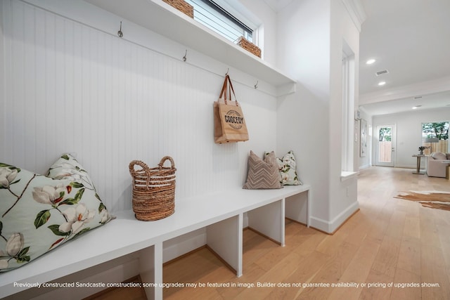 1816 Colquitt St, Houston, TX 77098 - mudroom with light wood-style floors, recessed lighting, and baseboards