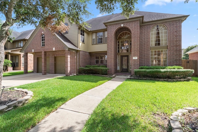 3915 Garnet Fls, Sugar Land, TX 77479 - view of front of property featuring brick siding, concrete driveway, a shingled roof, and a garage