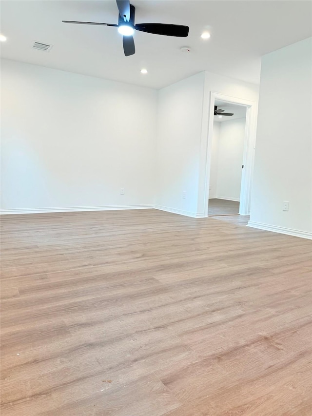 115 Penick Rd, Waller, TX 77484 - unfurnished room with a ceiling fan, light wood-style flooring, recessed lighting, and baseboards