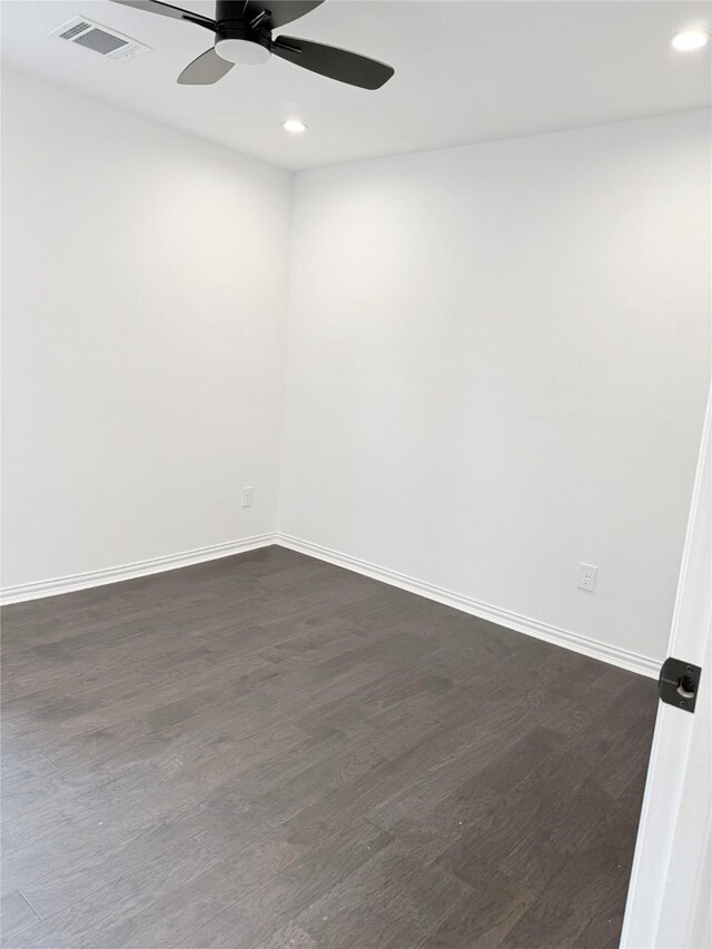 115 Penick Rd, Waller, TX 77484 - spare room featuring a ceiling fan, dark wood-type flooring, recessed lighting, and baseboards