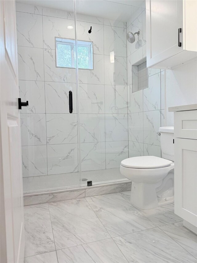 115 Penick Rd, Waller, TX 77484 - full bath featuring marble look tiles, a marble finish shower, and toilet