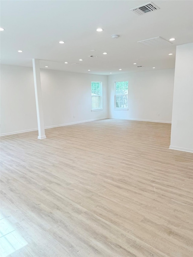 115 Penick Rd, Waller, TX 77484 - basement with light wood-style flooring, baseboards, and recessed lighting