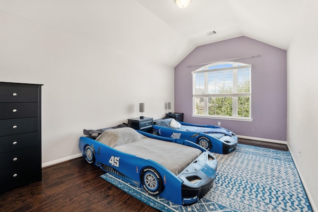 25611 Kearsley Dr, Katy, TX 77494 - bedroom featuring lofted ceiling, baseboards, and wood finished floors