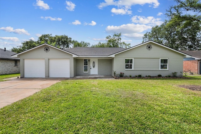 607 Mary Ann Dr, Friendswood, TX 77546 - single story home with an attached garage, driveway, brick siding, and a front lawn