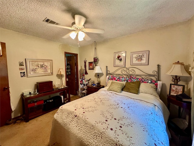 1347 Cardinal Ln, Trinity, TX 75862 - bedroom featuring carpet, a textured ceiling, and ceiling fan