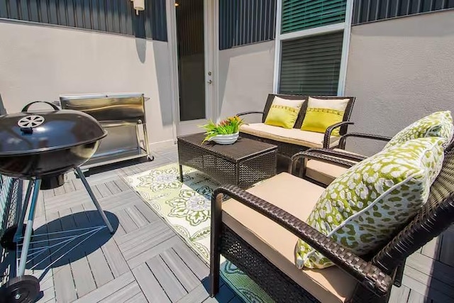 442 William D Fitch, College Station, TX 77845 - view of wooden balcony with outdoor lounge area and a wooden deck