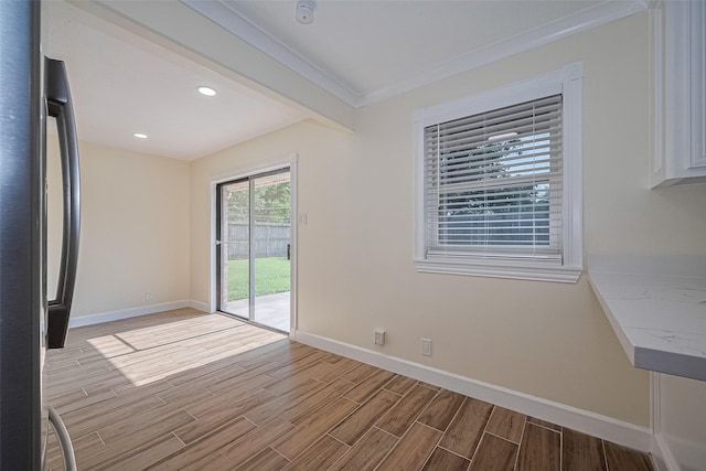 7130 Walkway St, Houston, TX 77036 - spare room with baseboards, light wood-style floors, a smoke detector, and recessed lighting