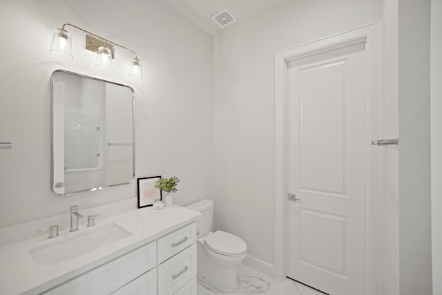 828 Wakefield Dr Unit B, Houston, TX 77018 - bathroom featuring marble look tile flooring, vanity, and toilet