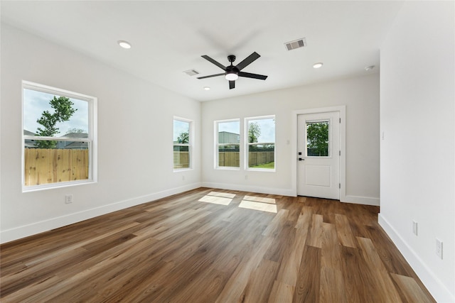 3708 Avenue S, Santa Fe, TX 77510 - spare room with ceiling fan, wood finished floors, baseboards, and recessed lighting