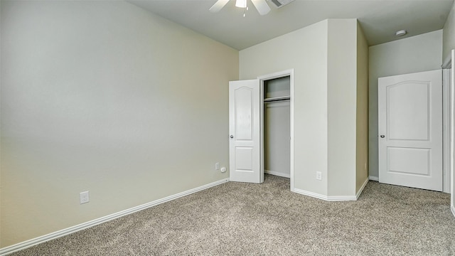 32706 Oak Heights Ln, Brookshire, TX 77423 - unfurnished bedroom with carpet flooring, baseboards, a closet, and ceiling fan