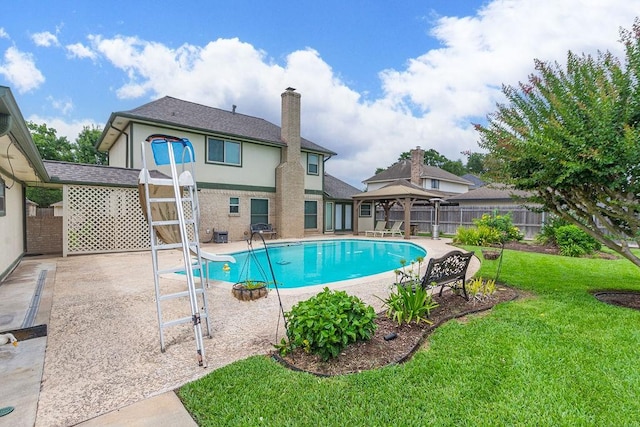 6310 Gleneagles Dr, Pasadena, TX 77505 - view of swimming pool featuring a gazebo, a patio, and a fenced backyard