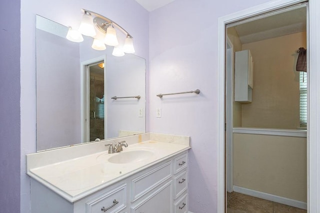 6310 Gleneagles Dr, Pasadena, TX 77505 - bathroom with vanity and tile patterned floors