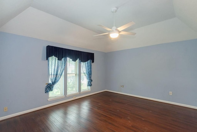 6310 Gleneagles Dr, Pasadena, TX 77505 - unfurnished room featuring vaulted ceiling, a ceiling fan, and wood-type flooring