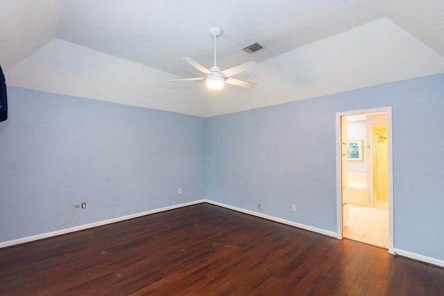 6310 Gleneagles Dr, Pasadena, TX 77505 - unfurnished bedroom featuring hardwood / wood-style flooring, lofted ceiling, and a ceiling fan