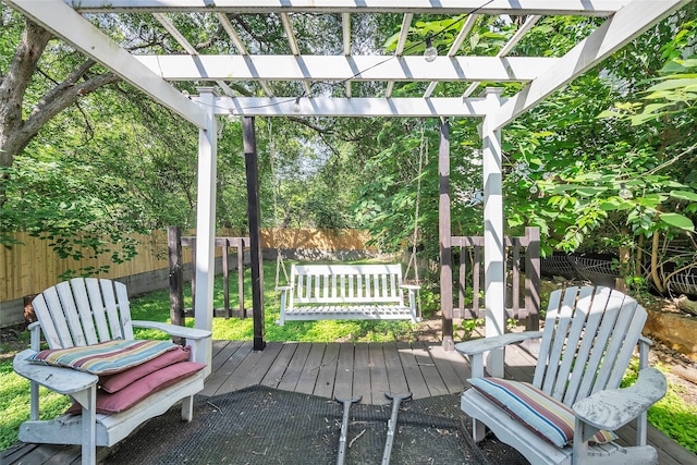 1138 Northwestern Ave, Austin, TX 78702 - deck with a fenced backyard and a pergola