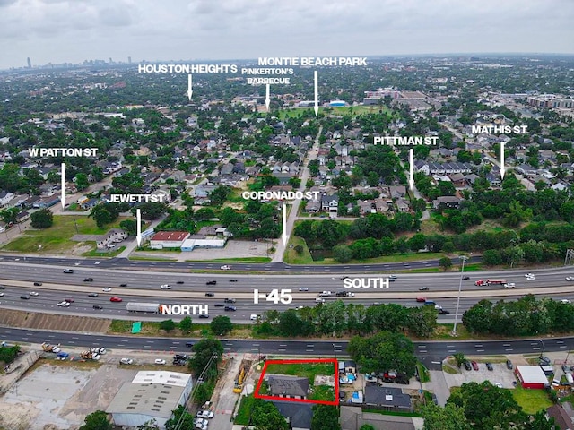 418 Coronado St, Houston, TX 77009 - aerial view of property's location featuring property parcel outlined and a major roadway