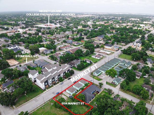 3114 Market St, Houston, TX 77020 - aerial view of residential area with property parcel outlined