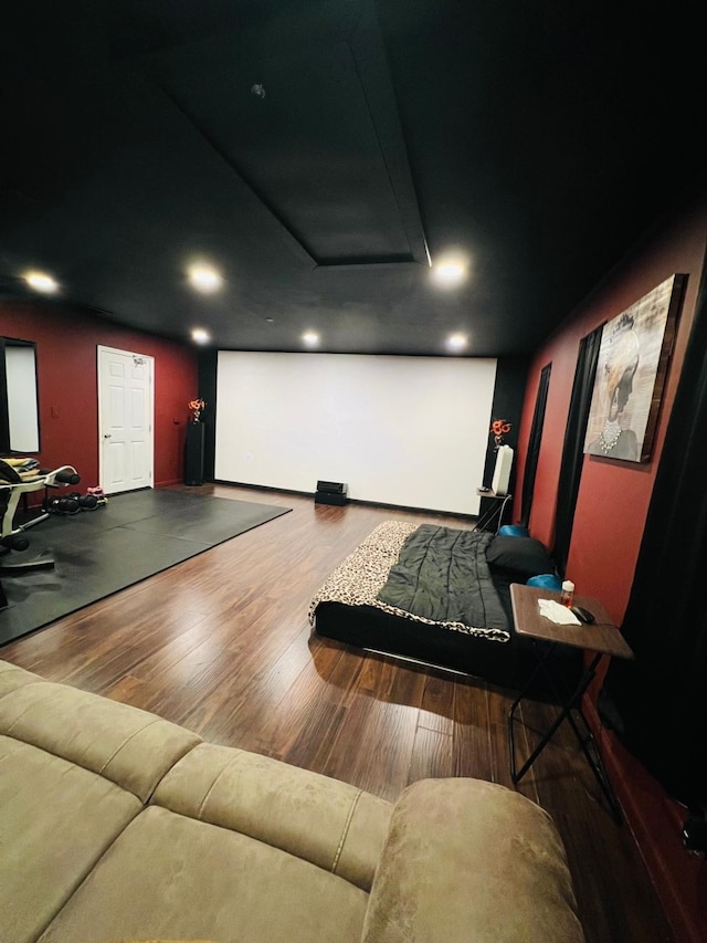 6639 Seaton Valley Dr, Spring, TX 77379 - cinema with wood finished floors and recessed lighting