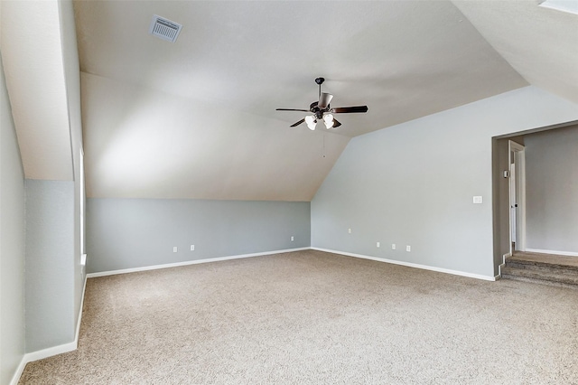 4706 Payton Chase Ln, Katy, TX 77494 - bonus room with vaulted ceiling, carpet floors, a ceiling fan, and baseboards
