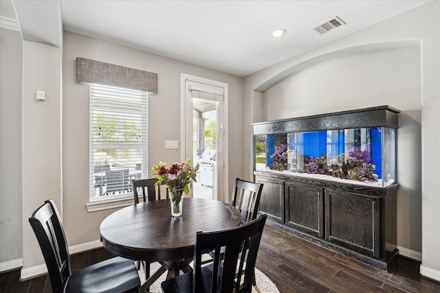 12226 Brighton Brook Ln, Tomball, TX 77377 - dining room featuring dark wood-style flooring, baseboards, and recessed lighting
