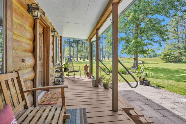 1356 Pegoda Ranch Rd, Woodlake, TX 75865 - porch featuring a yard
