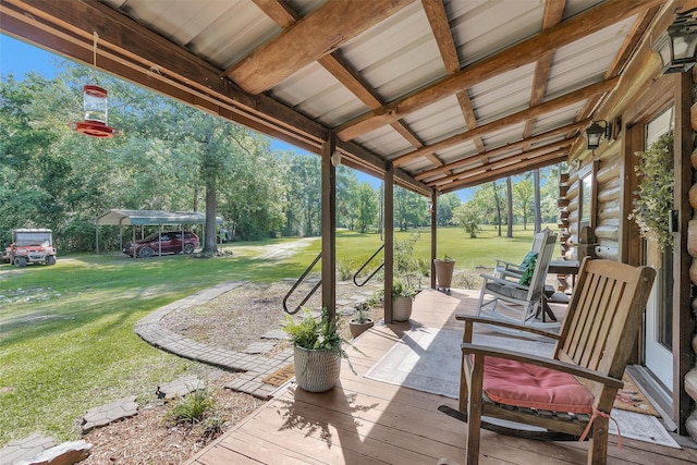 1356 Pegoda Ranch Rd, Woodlake, TX 75865 - deck with a yard and view of scattered trees