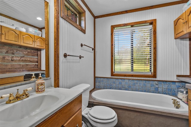 1356 Pegoda Ranch Rd, Woodlake, TX 75865 - full bathroom featuring vanity, a garden tub, and toilet
