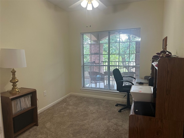 2815 Kings Crossing Dr Unit 308, Houston, TX 77345 - office with carpet floors, ceiling fan, and baseboards